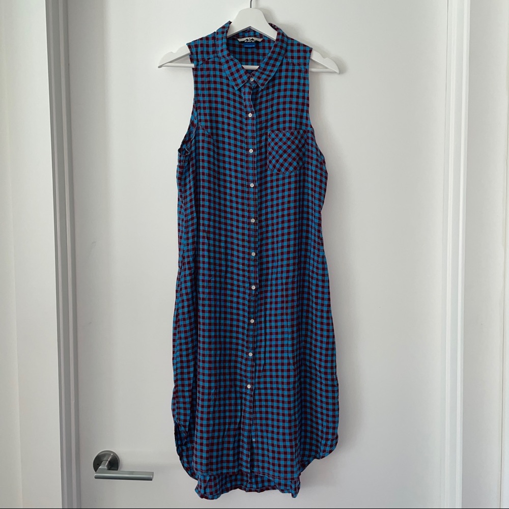 Kavu Brighton Athletic Blue & Red Maxi Dress M